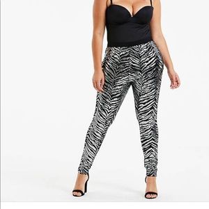 NWT SEQUIN zebra pants